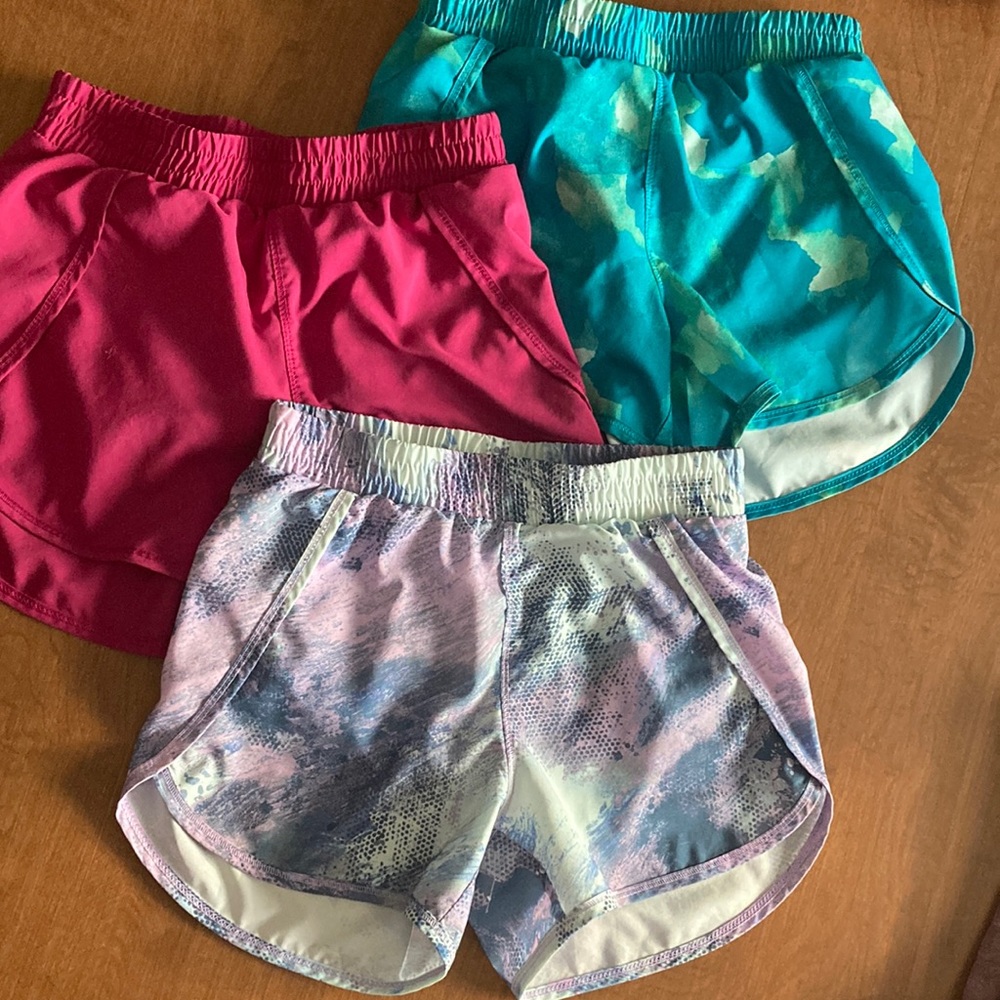 Three pairs All in Motion (Target) girls 7-8 running athletic shorts (w/lining)